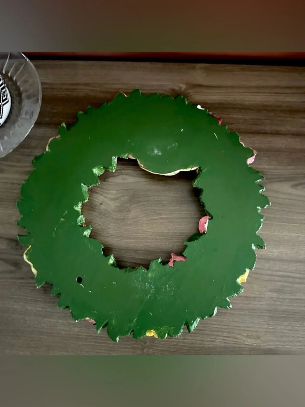 Vintage Roses & Hat Ceramic Wreath Door Hanging Plaster Handpainted Cottage Boho
